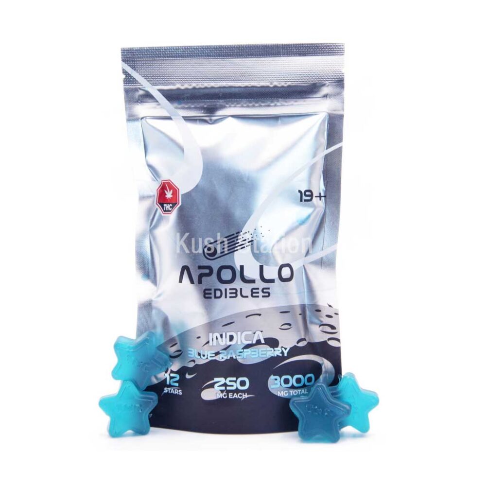 Buy Apollo Edibles - Blue Raspberry Shooting Stars 3000mg THC Indica at Kush Station Online Shop