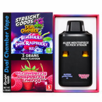 Straight Goods – Dual Chamber Vape – Blueberry Sour Raspberry Ice + Strawberry Raspberry Cherry ( Grams + Grams) ()