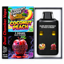Straight Goods – Dual Chamber Vape – Coconut Peach + Forbidden Fruit ( Grams + Grams)