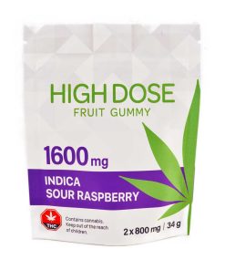 Buy High Dose Fruit Gummy - Sour Raspberry 1600MG THC (Indica) Online Shop