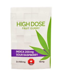 Buy High Dose Fruit Gummy - Sour Raspberry 200MG THC (Indica) Online Shop