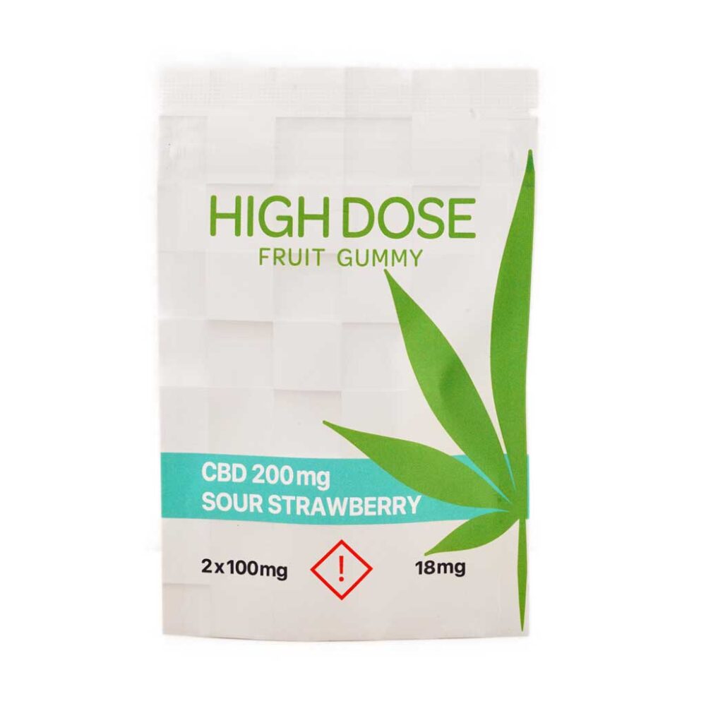 Buy High Dose Fruit Gummy - Sour Strawberry 200MG CBD Online Shop