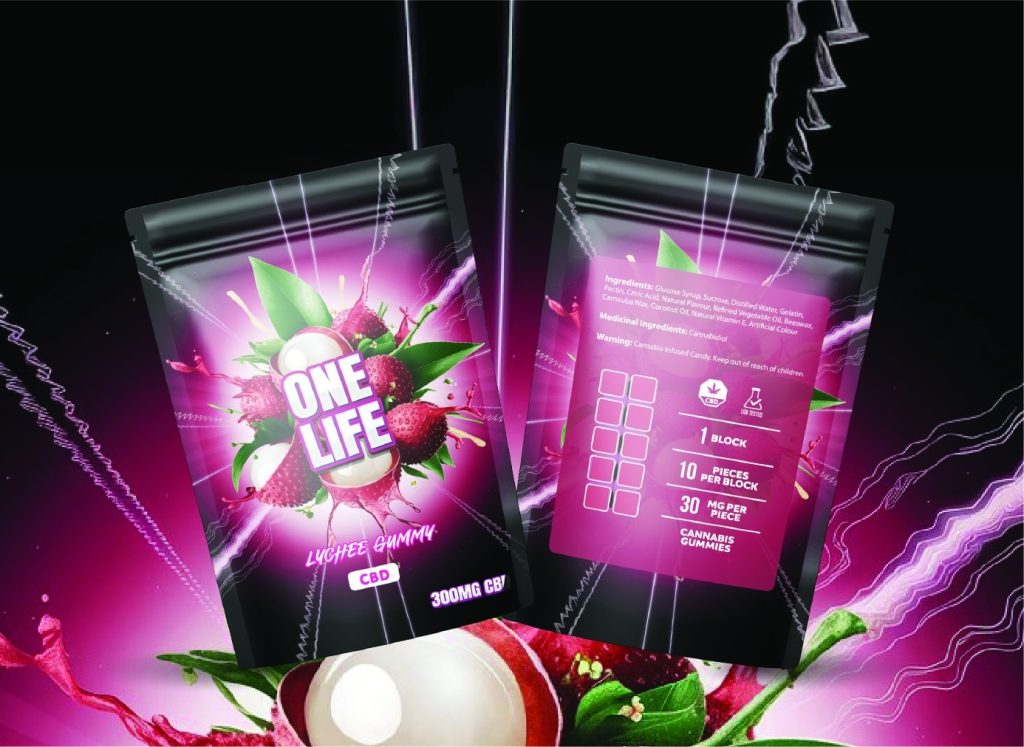 Buy One Life Edibles - Lychee Gummy - 300mg CBD at Kush Station Online Shop