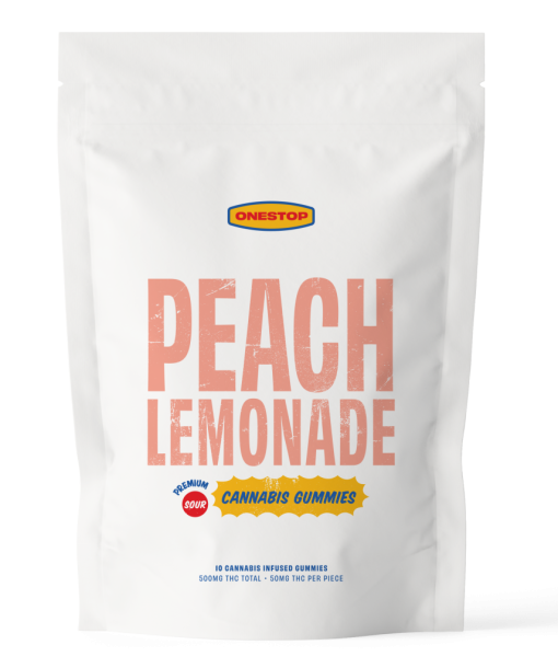 Buy One Stop - Sour Peach Lemonade THC Gummies 500mg at Kush Station Online