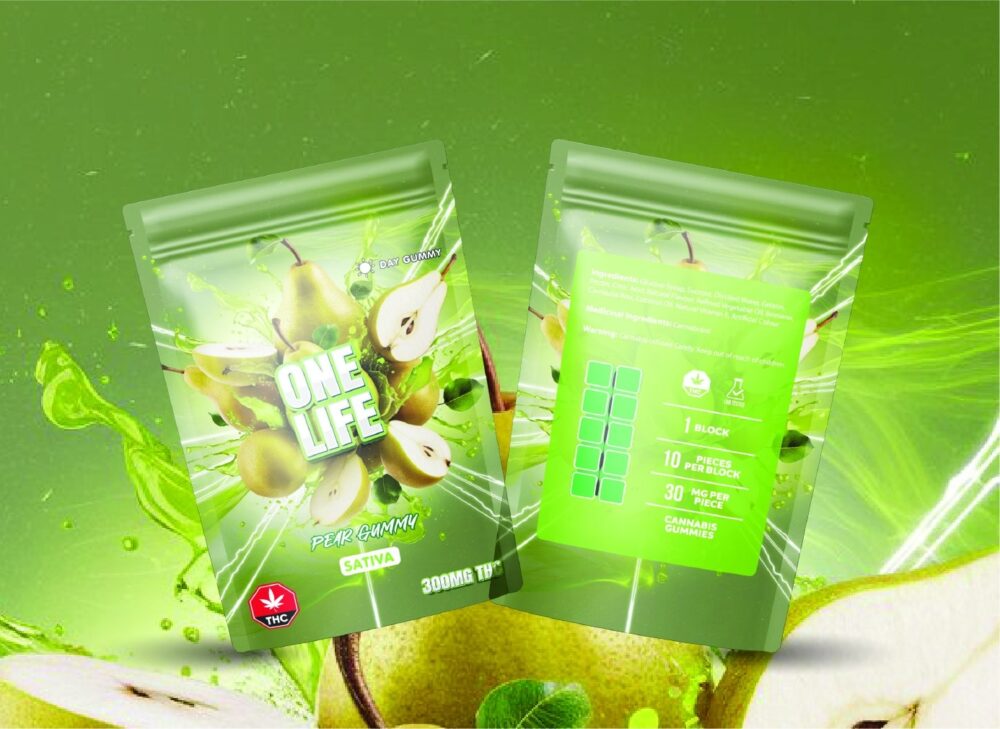 Buy One Life Edibles - Pear Gummy - 300mg THC (Sativa) at Kush Station Online Shop