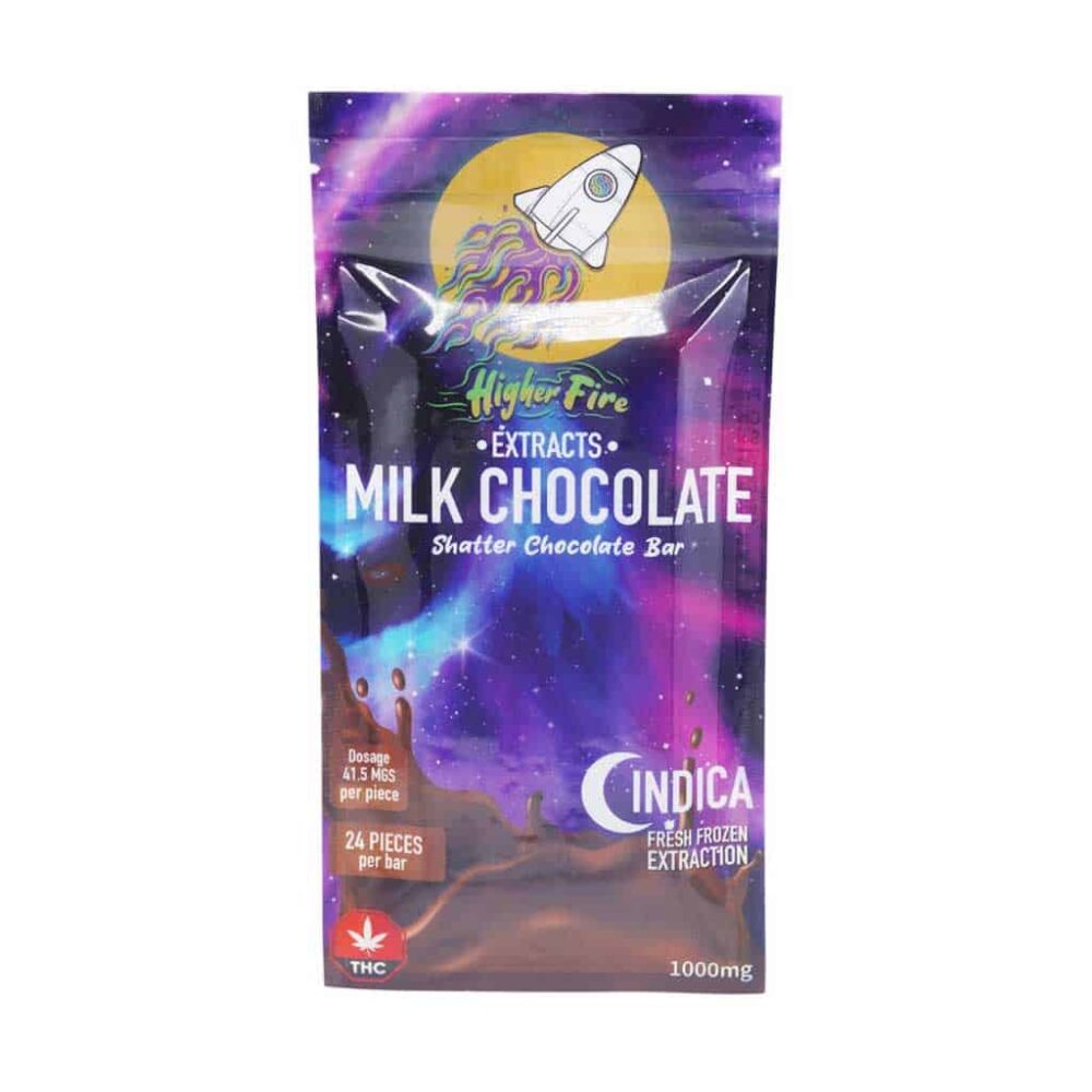Higher Fire Extracts - Shatter Chocolate Bar - Milk Chocolate 1000mg THC (Indica)