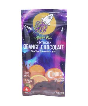 Higher Fire Extracts - Shatter Chocolate Bar - Orange 1000mg THC (Indica)
