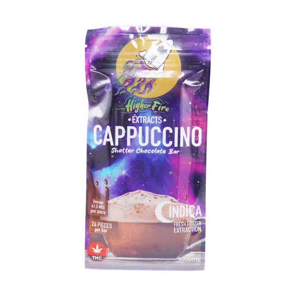 Higher Fire Extracts - Shatter Chocolate Bar - Cappuccino 1000mg THC (Indica)
