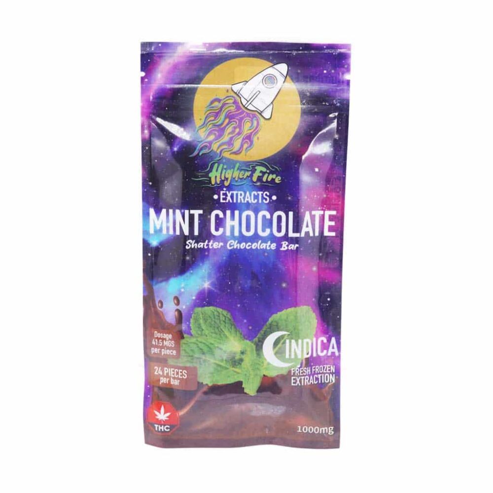 Higher Fire Extracts - Shatter Chocolate Bar - Mint 1000mg THC (Indica)