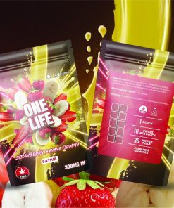 Buy One Life Edibles - Strawberry Banana Gummy - 300mg THC (Sativa) at Kush Station Online Shop