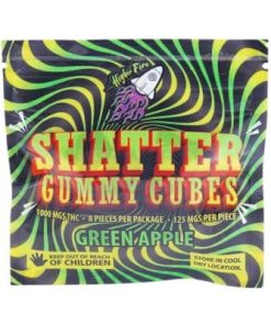 Higher Fire Extracts - Shatter Gummy Cubes - Green Apple 1000mg THC