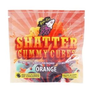 Higher Fire Extracts - Shatter Gummy Cubes - Orange 1000mg THC
