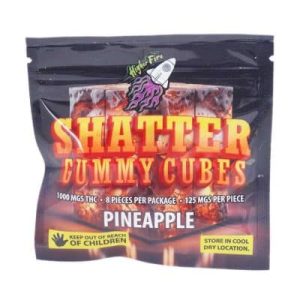 Higher Fire Extracts - Shatter Gummy Cubes - Pineapple 1000mg THC