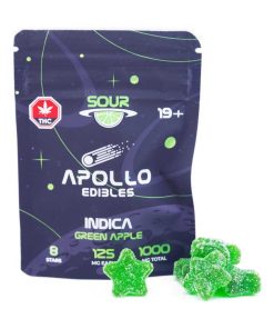 Buy Apollo Edibles - Sour Green Apple Shooting Stars 1000mg THC Indica at Kush Station Online Shop