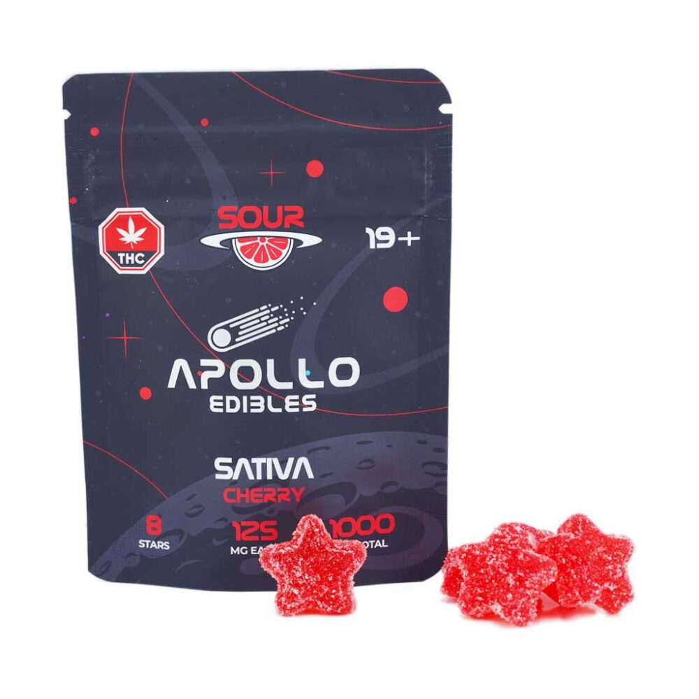 Buy Apollo Edibles - Sour Cherry Shooting Stars 1000mg THC Sativa at Kush Station Online Shop