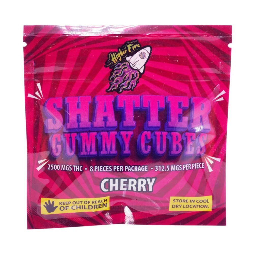 Buy Higher Fire Extracts - Shatter Gummy Cubes - Cherry 2500mg THC at Kush Station Online Shop