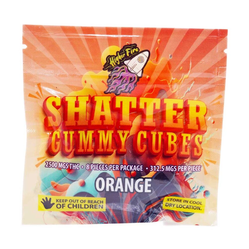 Buy Higher Fire Extracts - Shatter Gummy Cubes - Orange 2500mg THC at Kush Station Online Shop