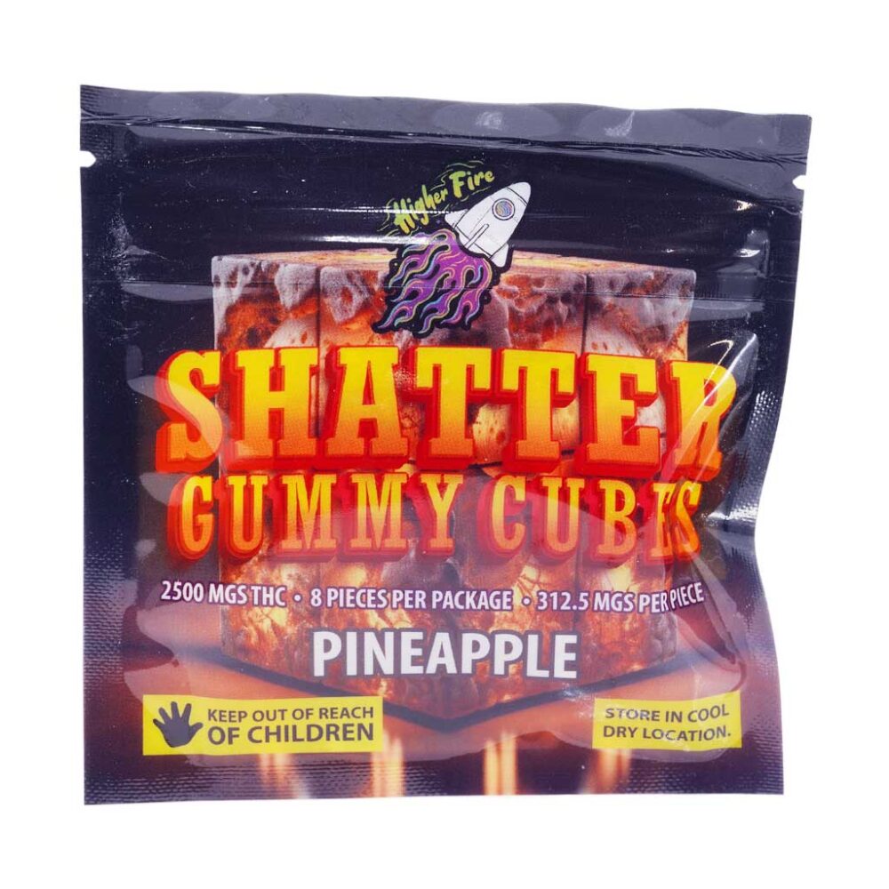 Buy Higher Fire Extracts - Shatter Gummy Cubes - Pineapple 2500mg THC at Kush Station Online Shop