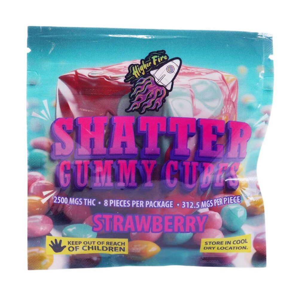 Buy Higher Fire Extracts - Shatter Gummy Cubes - Strawberry 2500mg THC at Kush Station Online Shop