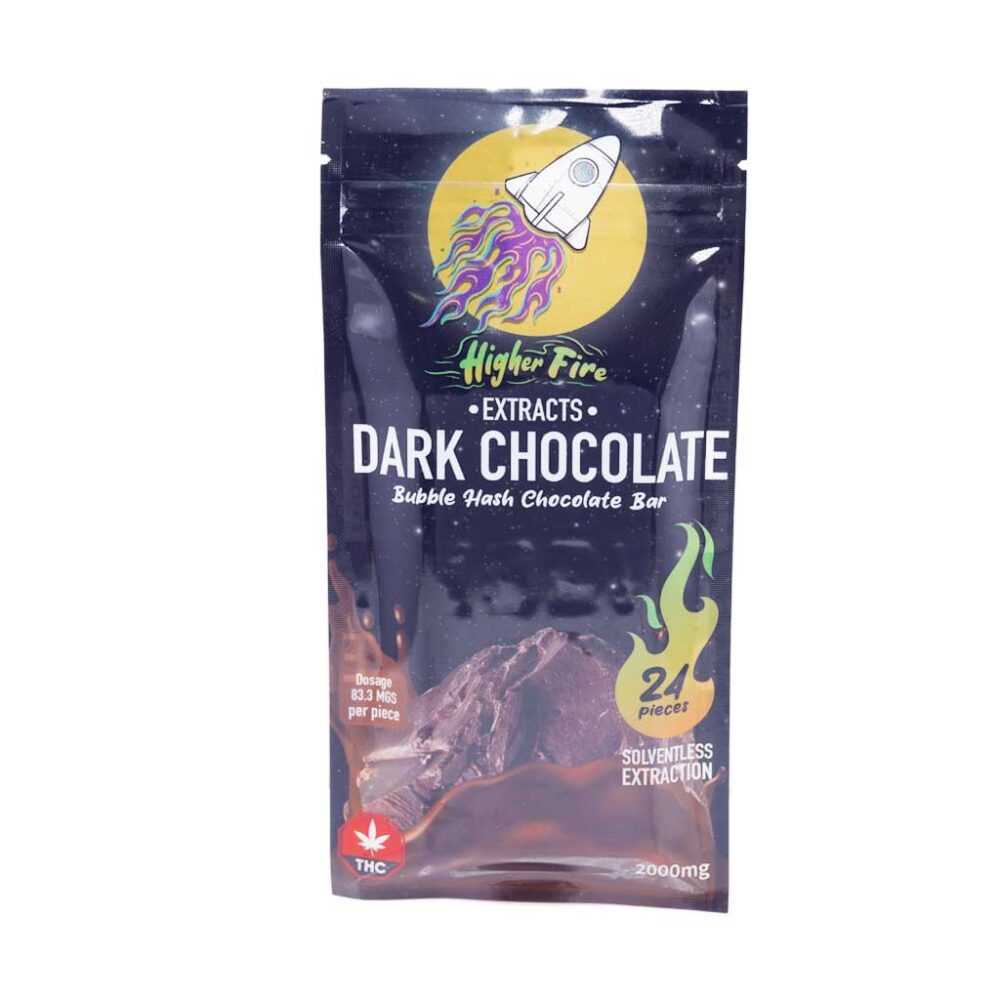 Buy Higher Fire Extracts - Bubble Hash Chocolate Bar - Dark 2000mg THC at Kush Station Online Shop