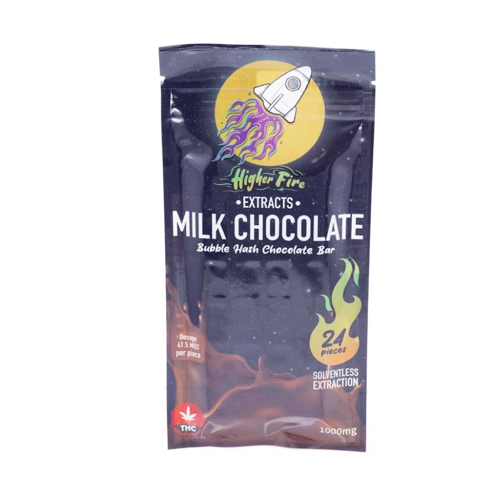 Buy Higher Fire Extracts - Bubble Hash Chocolate Bar - Milk 1000mg THC at Kush Station Online Shop
