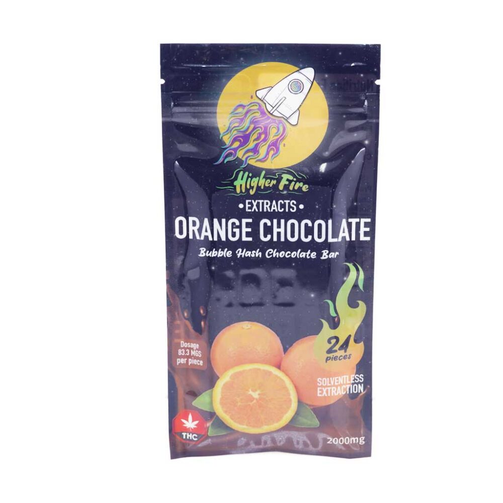 Buy Higher Fire Extracts - Bubble Hash Chocolate Bar - Orange 2000mg THC at Kush Station Online Shop