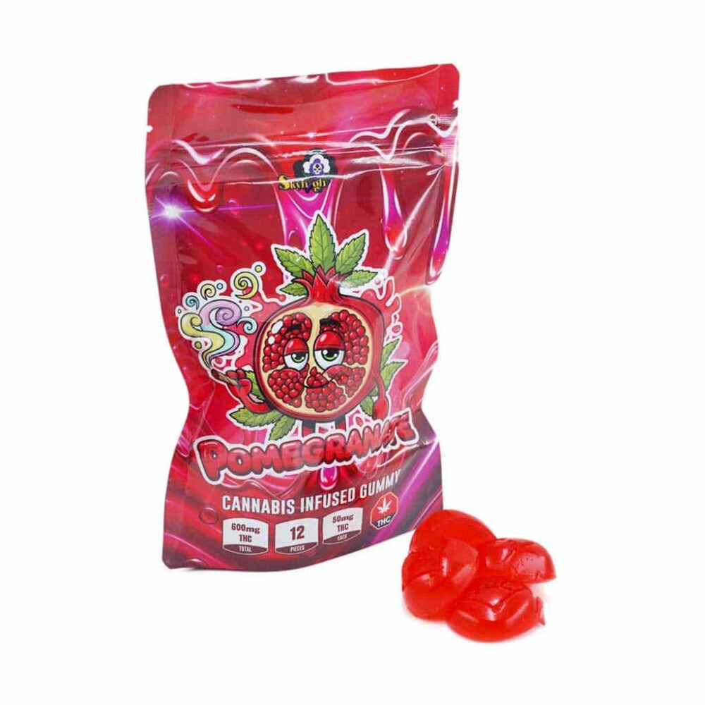 Buy Sky High Edibles - Pomegranate Gummy 600mg THC THC at Kush Station Online Shop