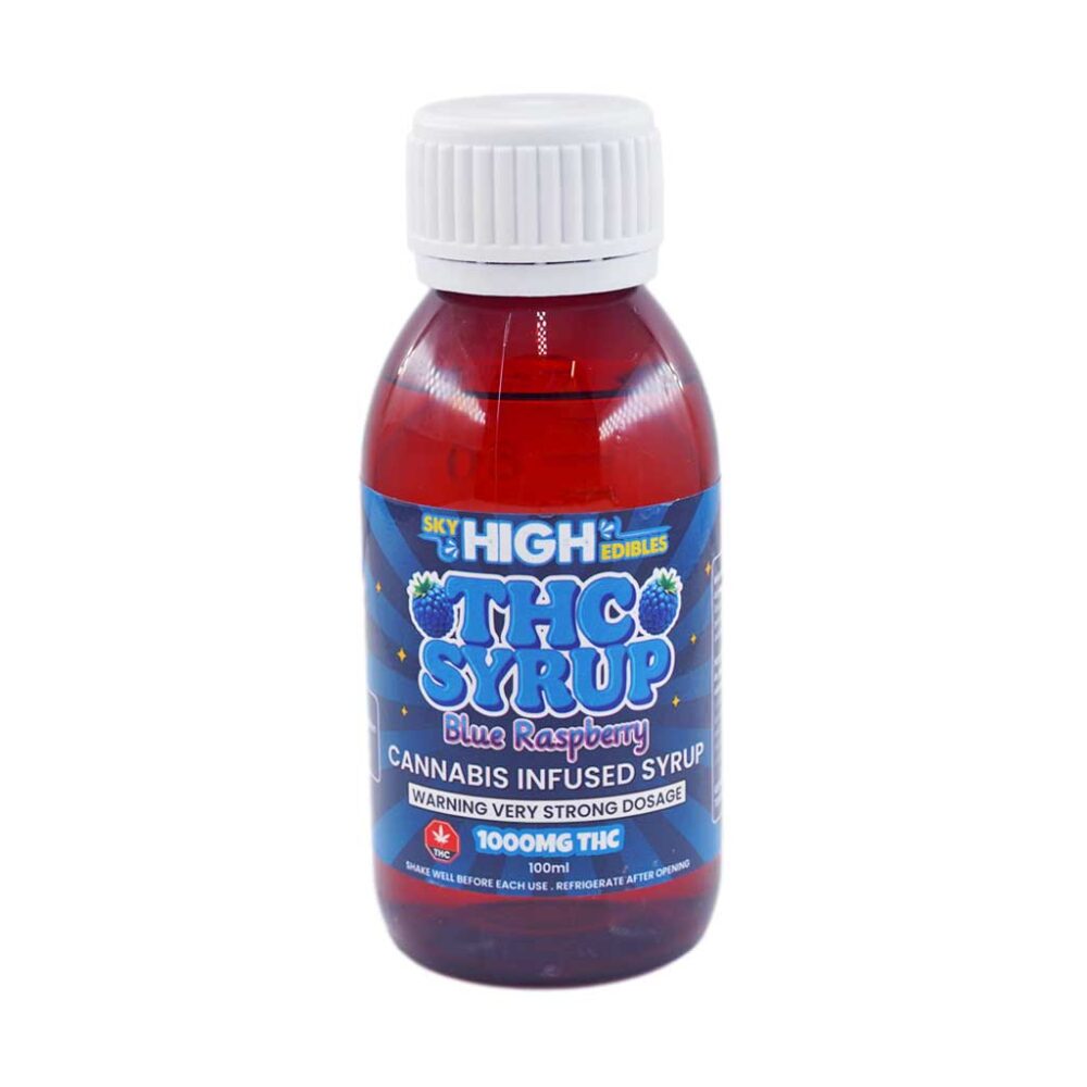 Buy Sky High Syrup - Blue Raspberry 1000mg THC at Kush Station Online Shop