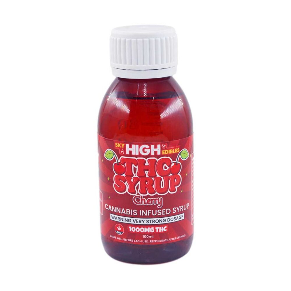 Buy Sky High Syrup - Cherry 1000mg THC at Kush Station Online Shop