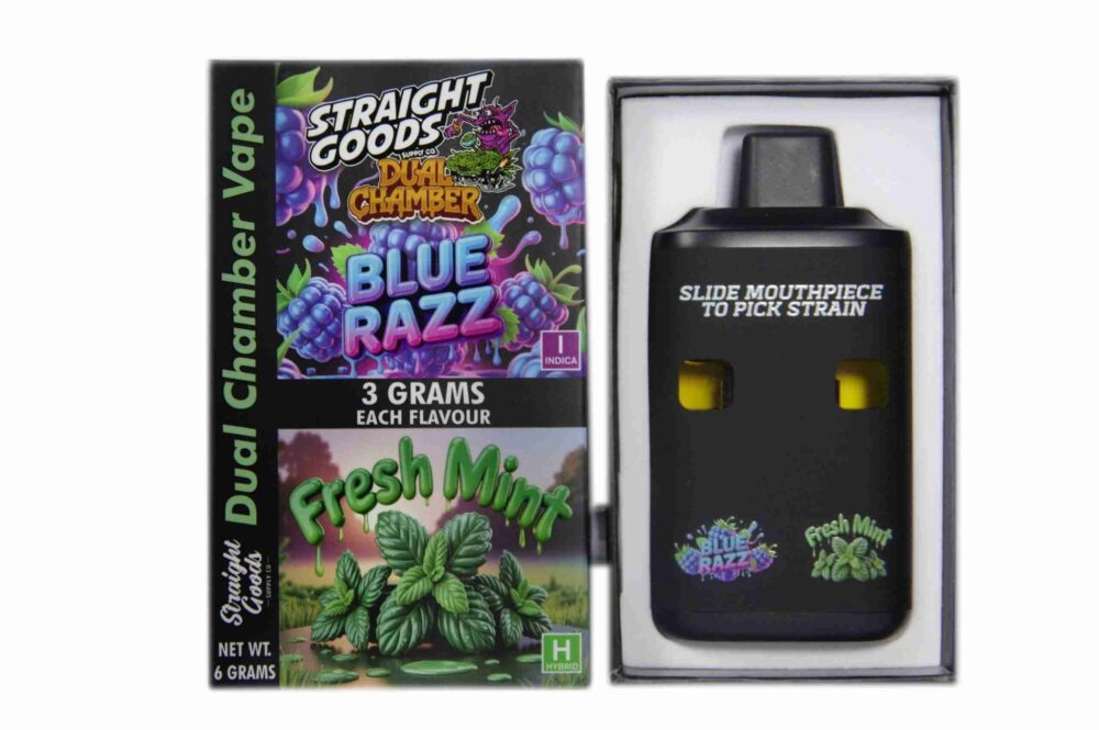 Buy Straight Goods - Dual Chamber Vape - Blue Raz + Fresh Mint (3 Grams + 3 Grams) at Kush Station Online Shop