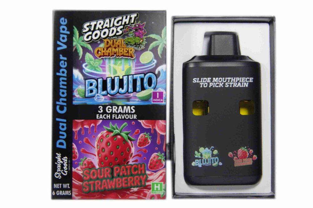Buy Straight Goods - Dual Chamber Vape - Blujito + Sour Patch Strawberry (3 Grams + 3 Grams) at Kush Station Online Shop
