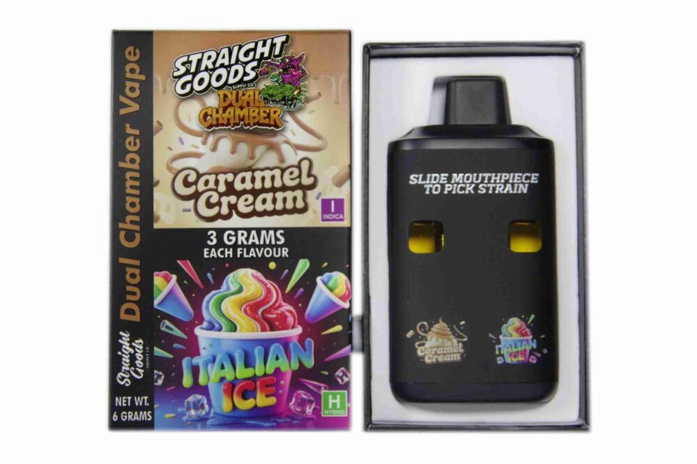 Buy Straight Goods - Dual Chamber Vape - Caramel Cream + Italian Ice (3 Grams + 3 Grams) at Kush Station Online Shop