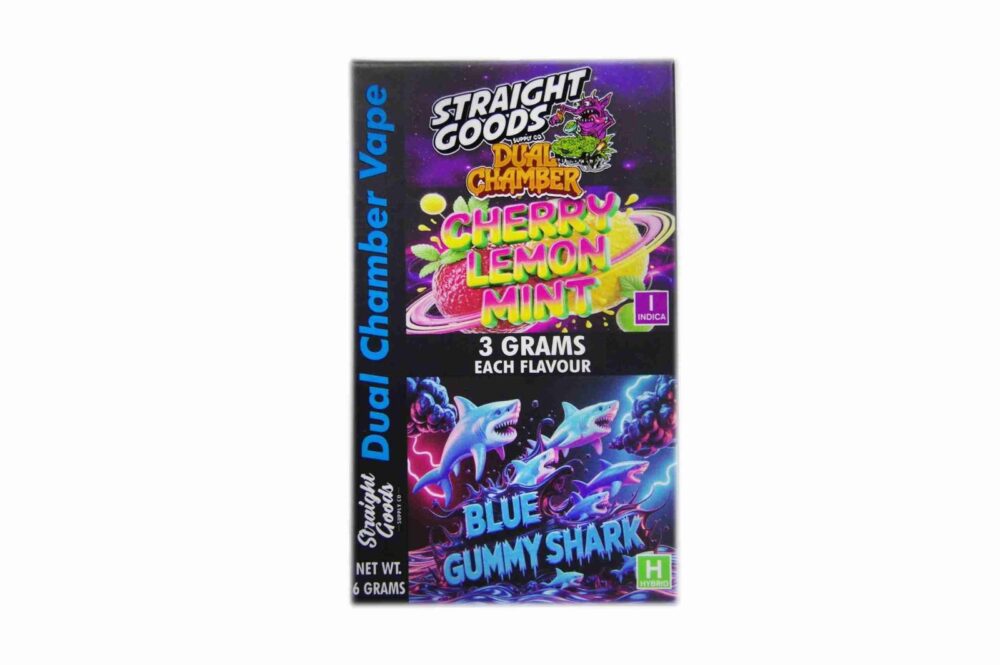 Buy Straight Goods - Dual Chamber Vape - Cherry Lemon Mint + Blue Gummy Shark (3 Grams + 3 Grams) at Kush Station Online Shop