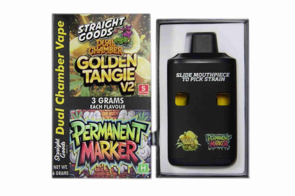 Buy Straight Goods - Dual Chamber Vape - Golden Tangie V2 + Permanent Marker (3 Grams + 3 Grams) at Kush Station Online Shop