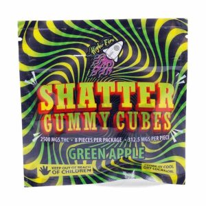 Buy Higher Fire Extracts - Shatter Gummy Cubes - Green Apple 2500mg THC at Kush Station Online Shop