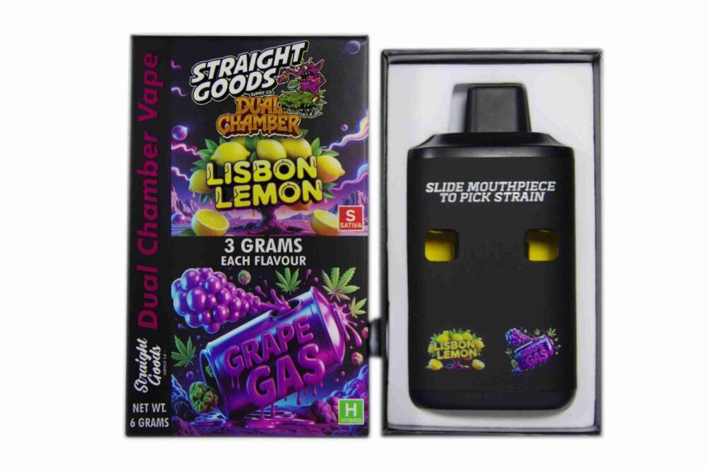 Buy Straight Goods - Dual Chamber Vape - Lisbon Lemon + Grape Gas (3 Grams + 3 Grams) at Kush Station Online Shop