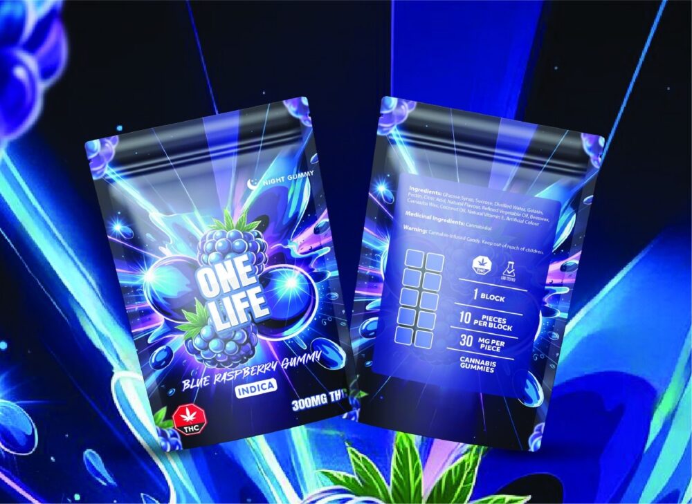 Buy One Life Edibles - Blue Raspberry Gummy - 300mg THC (Indica) at Kush Station Online Shop