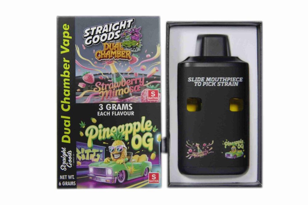 Buy Straight Goods - Dual Chamber Vape - Strawberry Mimosa+ Pineapple OG (3 Grams + 3 Grams) at Kush Station Online Shop