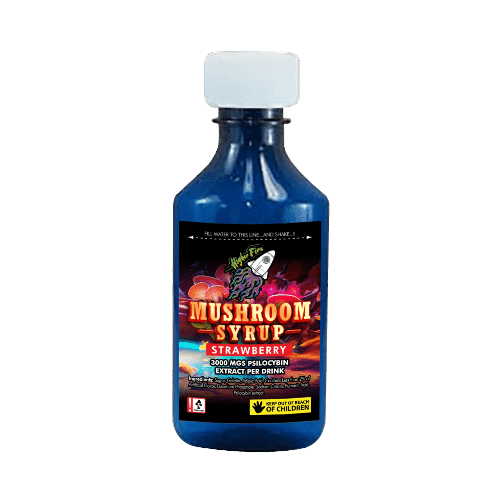 Buy Higher Fire Extracts – Mushroom Syrup – Strawberry 3000mg Psilocybin At Kush Station Online Shop