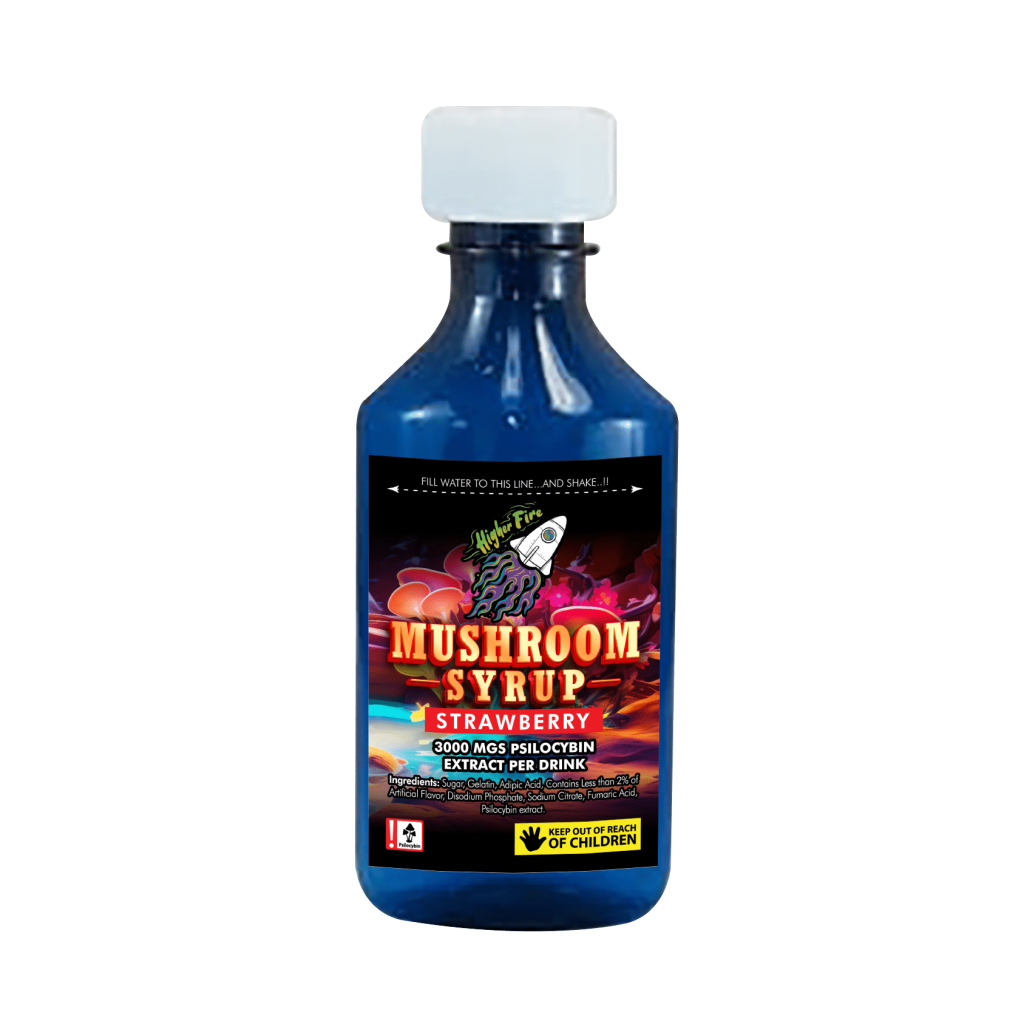 Buy Higher Fire Extracts – Mushroom Syrup – Strawberry 3000mg Psilocybin At Kush Station Online Shop