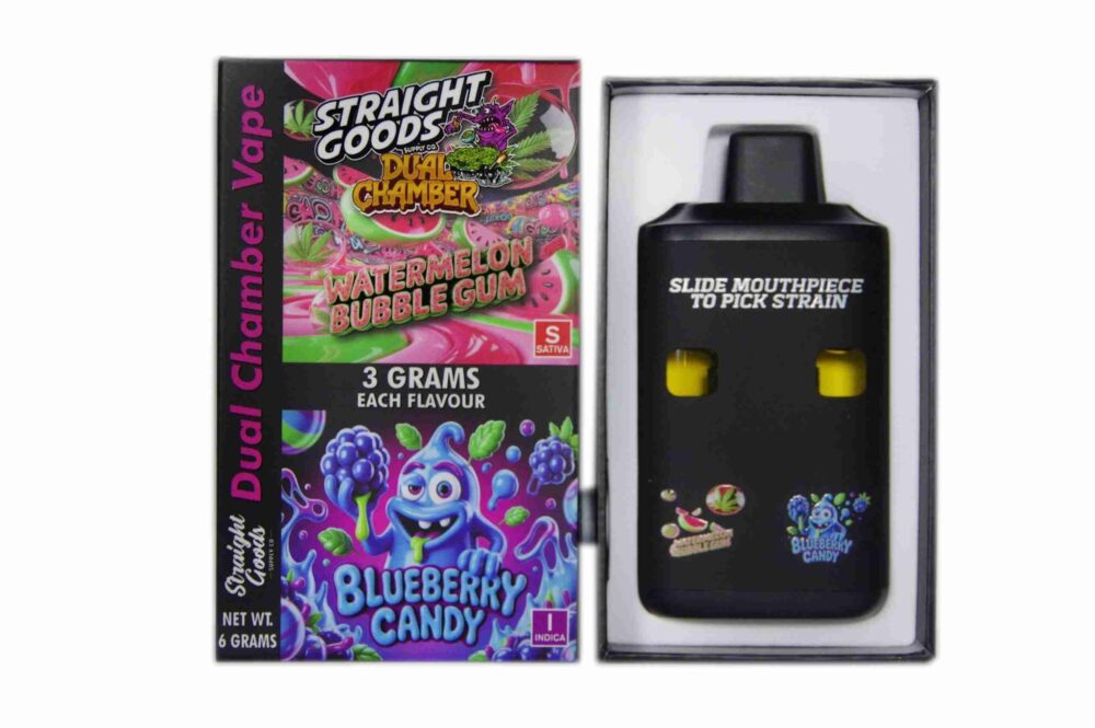 Buy Straight Goods - Dual Chamber Vape - Watermelon Bubblegum + Blueberry Candy (3 Grams + 3 Grams) at Kush Station Online Shop