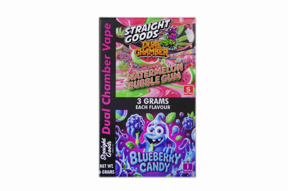 Buy Straight Goods - Dual Chamber Vape - Watermelon Bubblegum + Blueberry Candy (3 Grams + 3 Grams) at Kush Station Online Shop