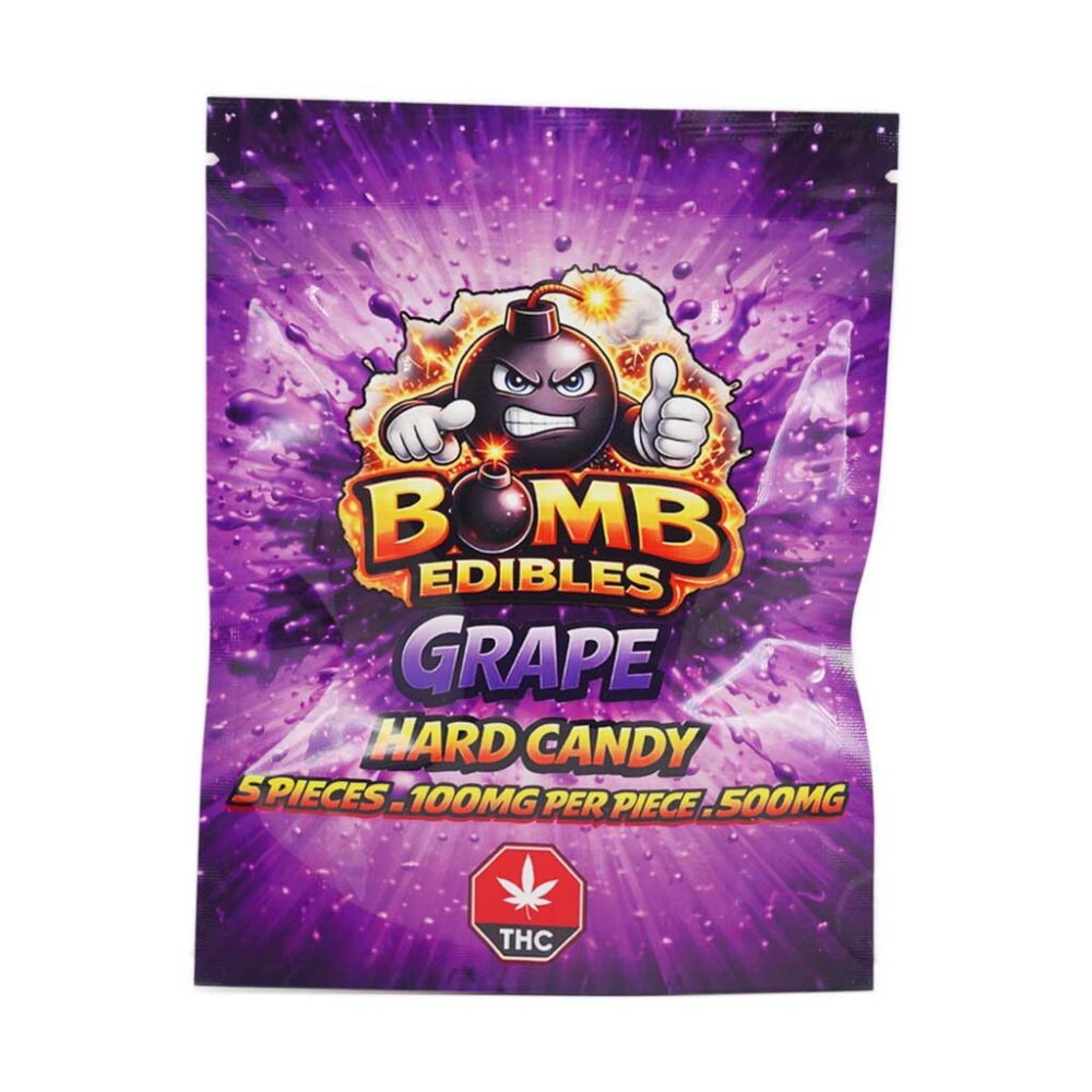 Buy Bomb Edibles - 500mg Hard Candy - Grape at Kush Station Online Shop