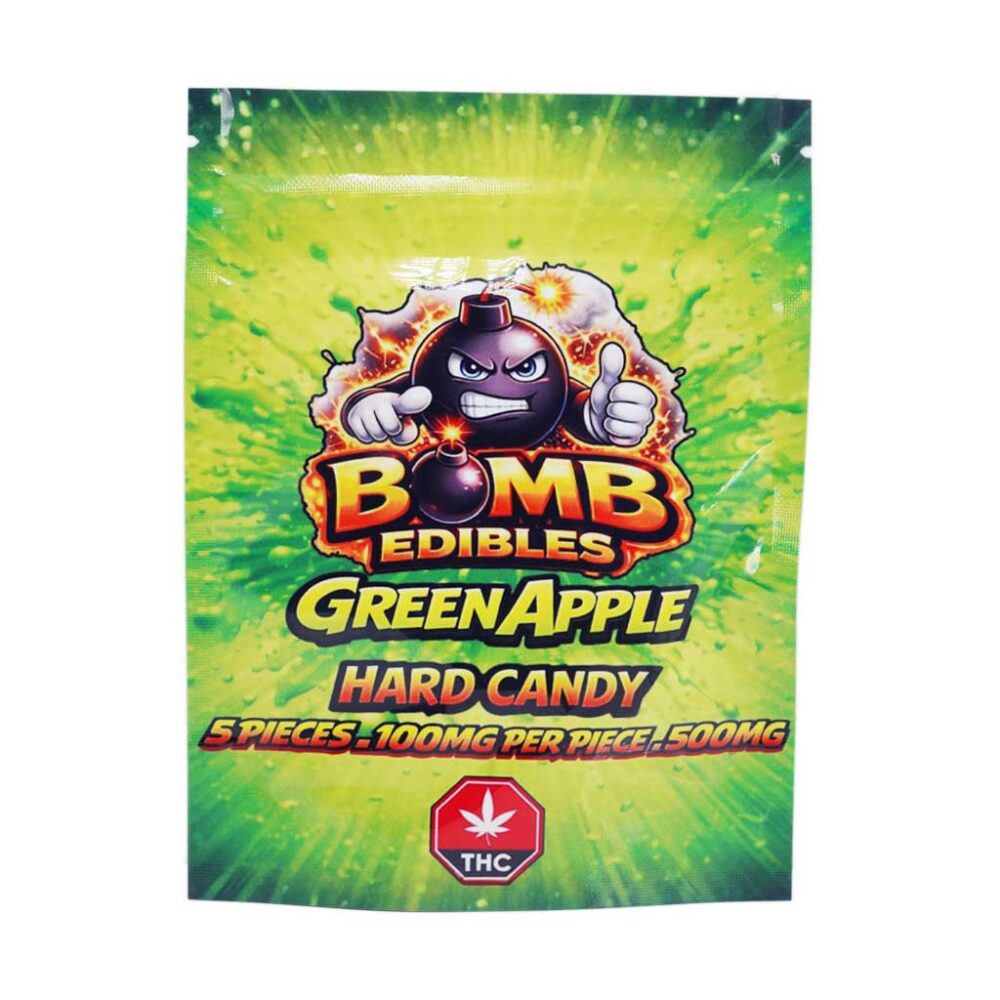 Buy Bomb Edibles - 500mg Hard Candy - Green Apple at Kush Station Online Shop