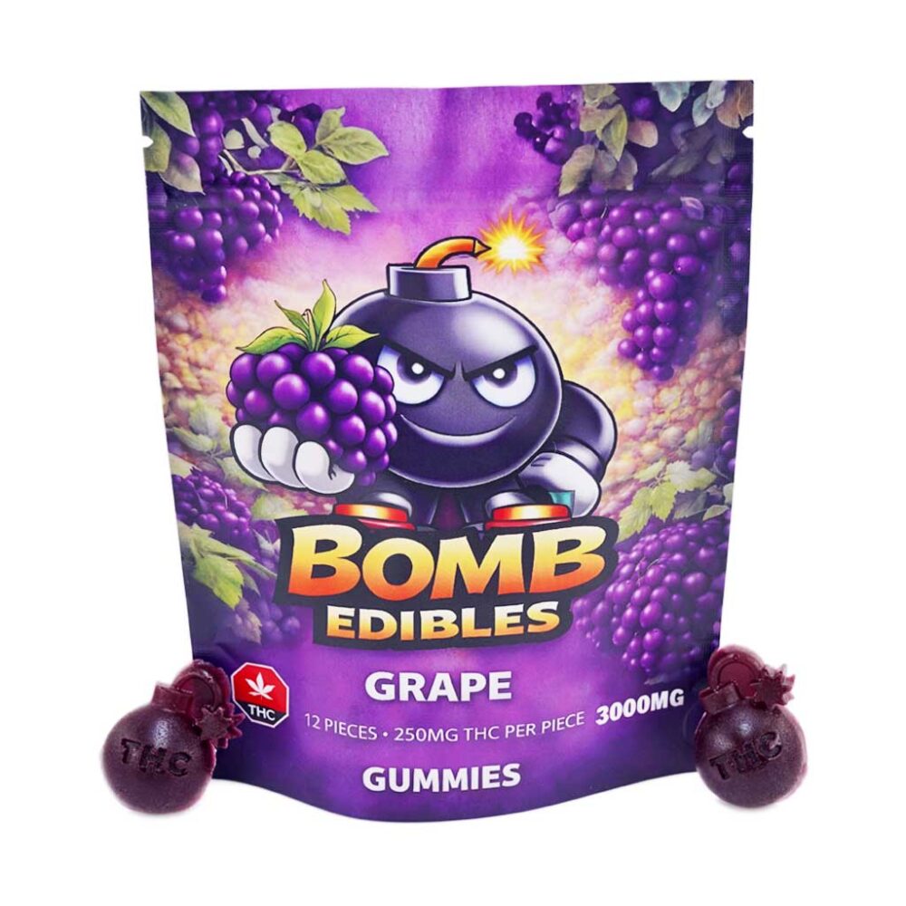 Buy Bomb Edibles - 3000mg THC Gummies - Grape at Kush Station Online Shop