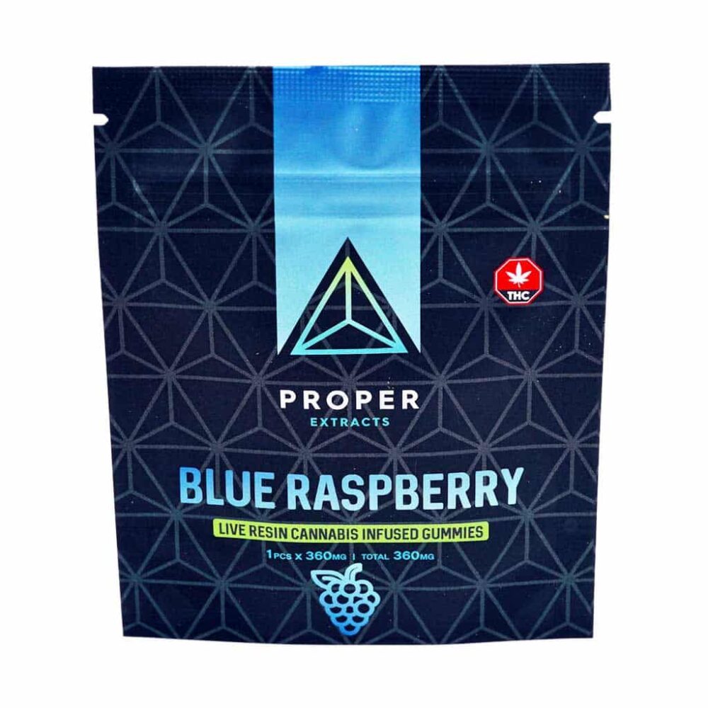 Proper Extracts Edibles – Triangles 360mg Live Resin Gummies – Blue Raspberry
