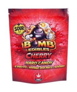 Buy Bomb Edibles - 500mg THC Sour Hard Candy - Cherry at Kush Station Online Shop