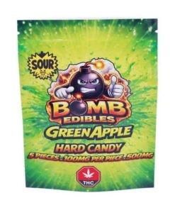 Buy Bomb Edibles - 500mg THC Sour Hard Candy - Green Apple at Kush Station Online Shop