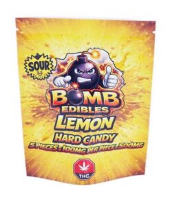 Buy Bomb Edibles - 500mg THC Sour Hard Candy - Lemon at Kush Station Online Shop