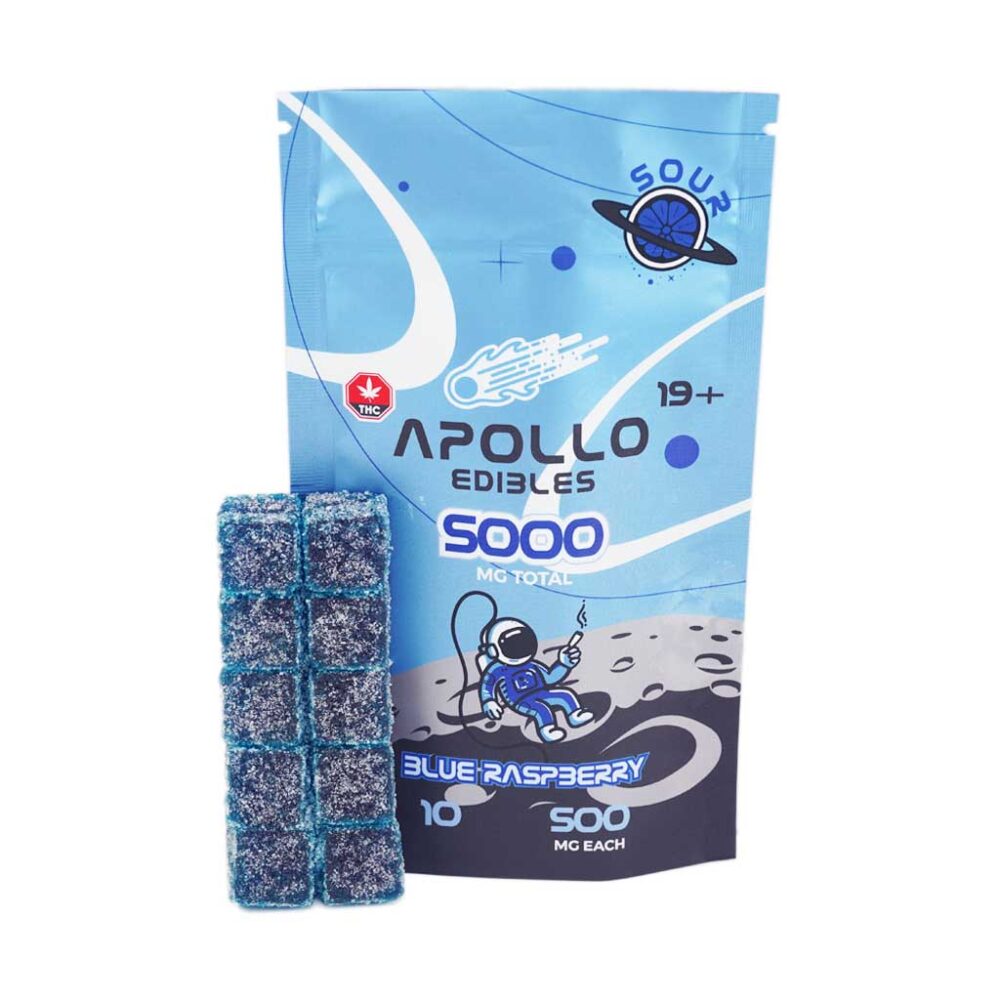 Buy Apollo Edibles – Sour Blue Raspberry Cubes 5000mg THC at Kush Station Online Shop